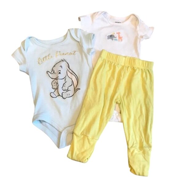 Baby Bodysuit Set with Pants Carters, Disney, Little Sleepies Size 0-3M - Picture 1 of 4